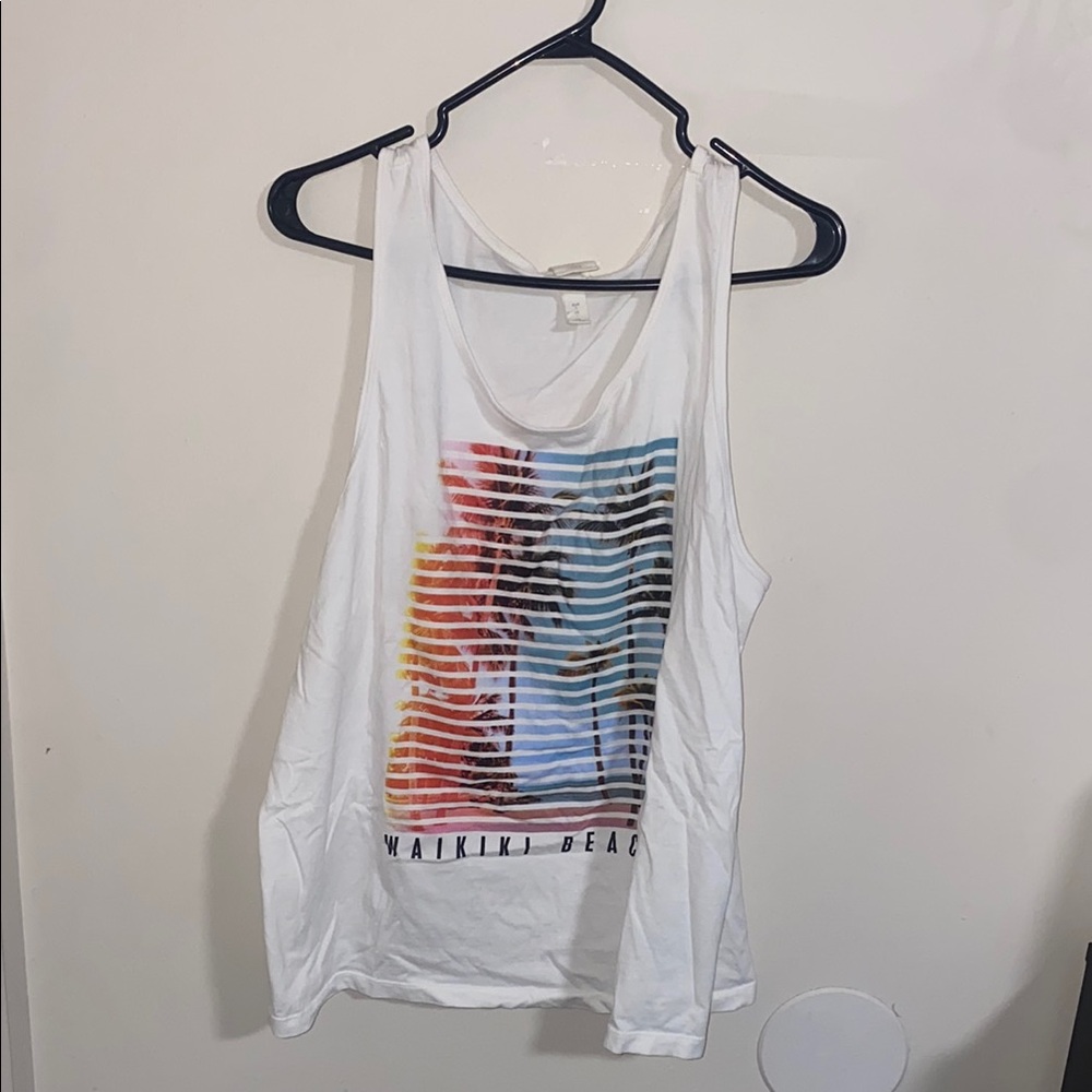 H&M Waikiki Beach White Graphic Tank Top